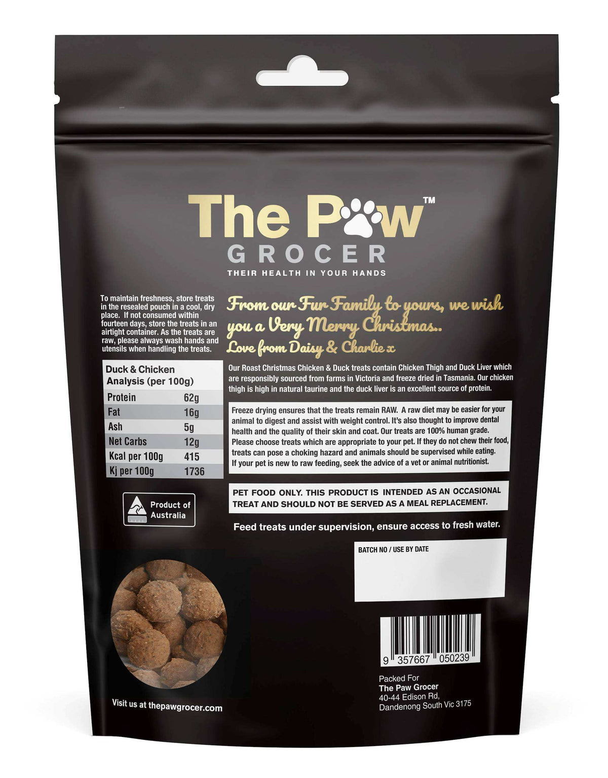 The Paw Grocer Black Label Christmas Dinner for Dogs 72g