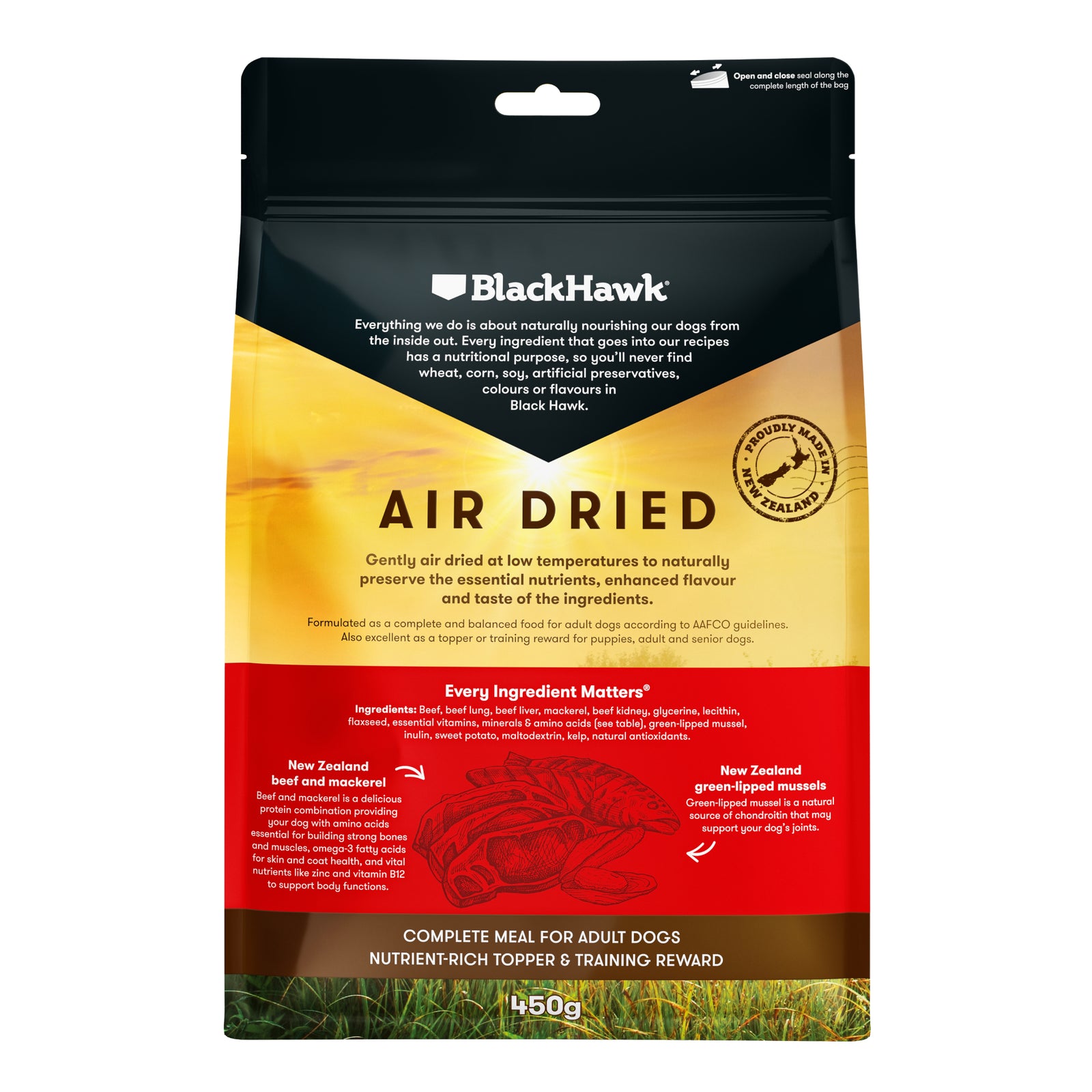 Black Hawk Air Dried Dog Food Beef & Mackerel