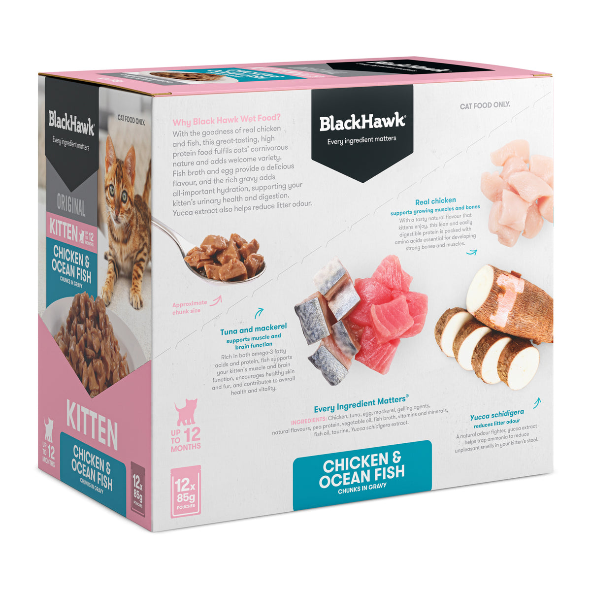 Black Hawk Kitten Chicken & Ocean Fish gravy 85gx12