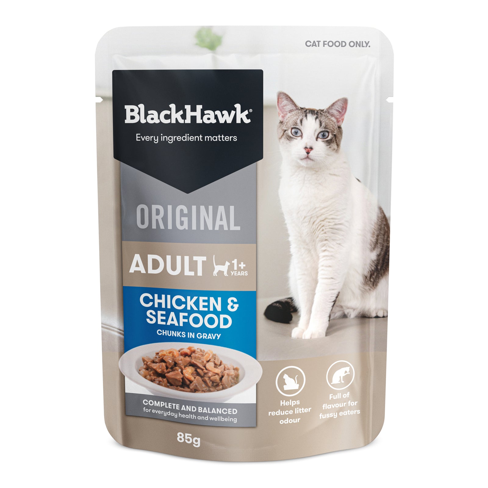 Black Hawk Adult Cat Chicken & Seafood Gravy 85gx12