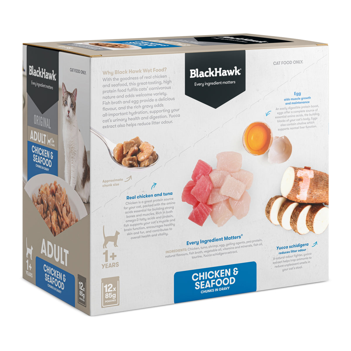 Black Hawk Adult Cat Chicken & Seafood Gravy 85gx12