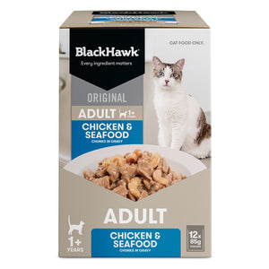 Black Hawk Adult Cat Chicken & Seafood Gravy 85gx12