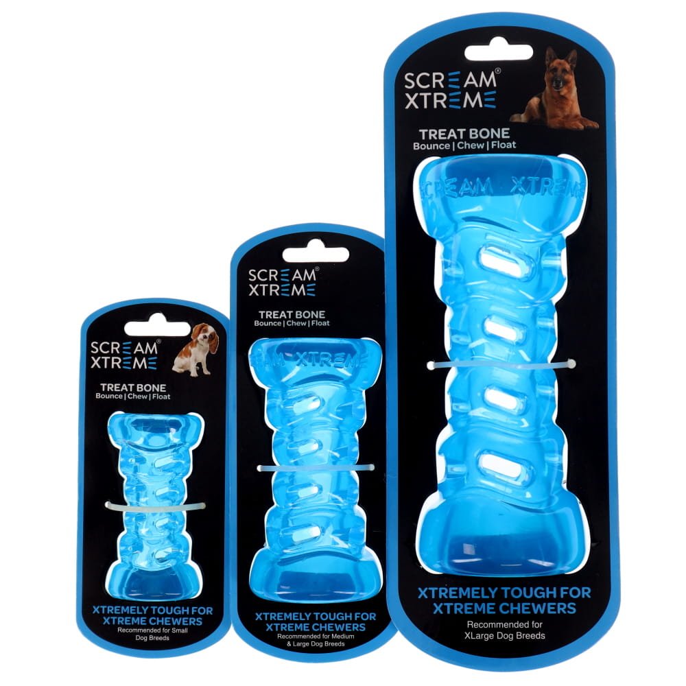 Scream Xtreme Tough Bone Loud Blue Dog Chew Toy - RSPCA VIC