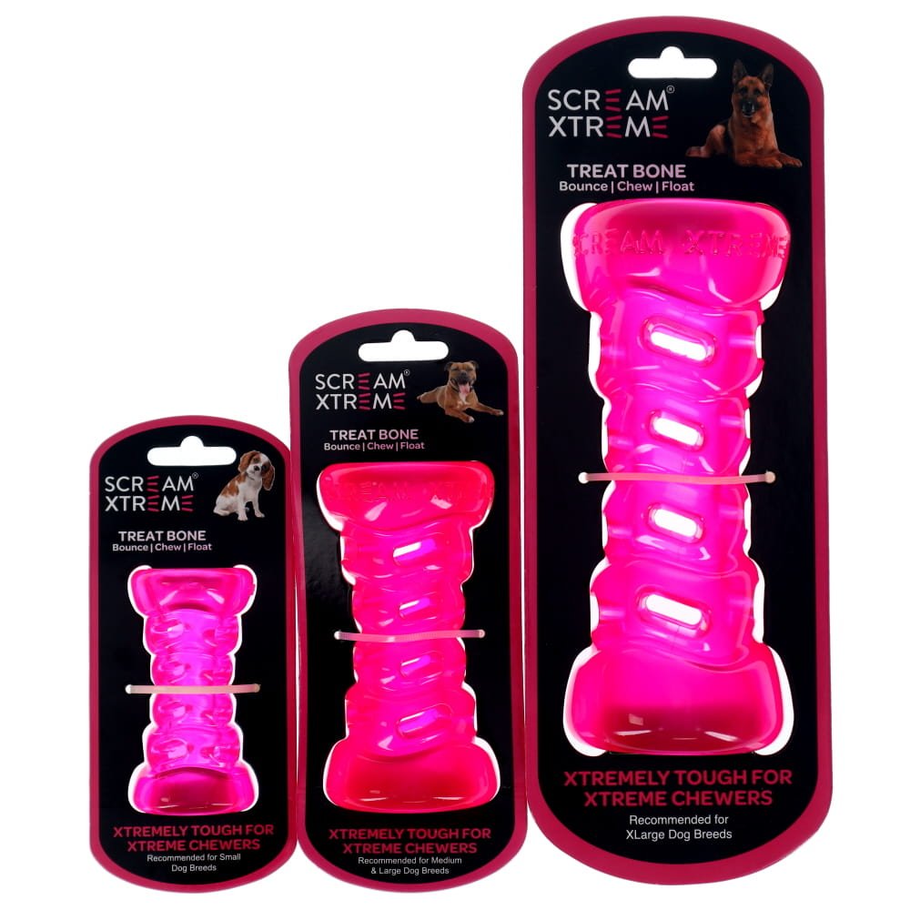 Scream Xtreme Tough Bone Loud Pink Dog Chew Toy - RSPCA VIC
