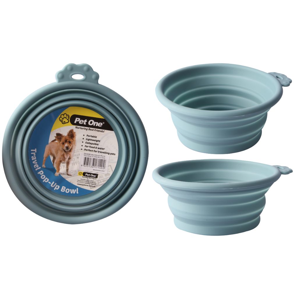 Pet One Silicone Travel Bowl Blue Stone - RSPCA VIC