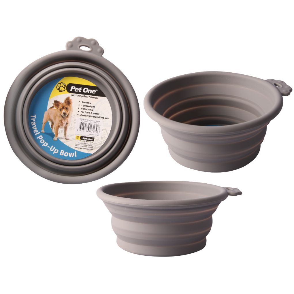 Pet One Silicone Travel Bowl Light Grey - RSPCA VIC