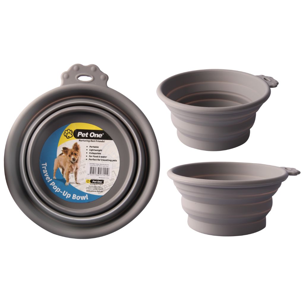 Pet One Silicone Travel Bowl Light Grey - RSPCA VIC