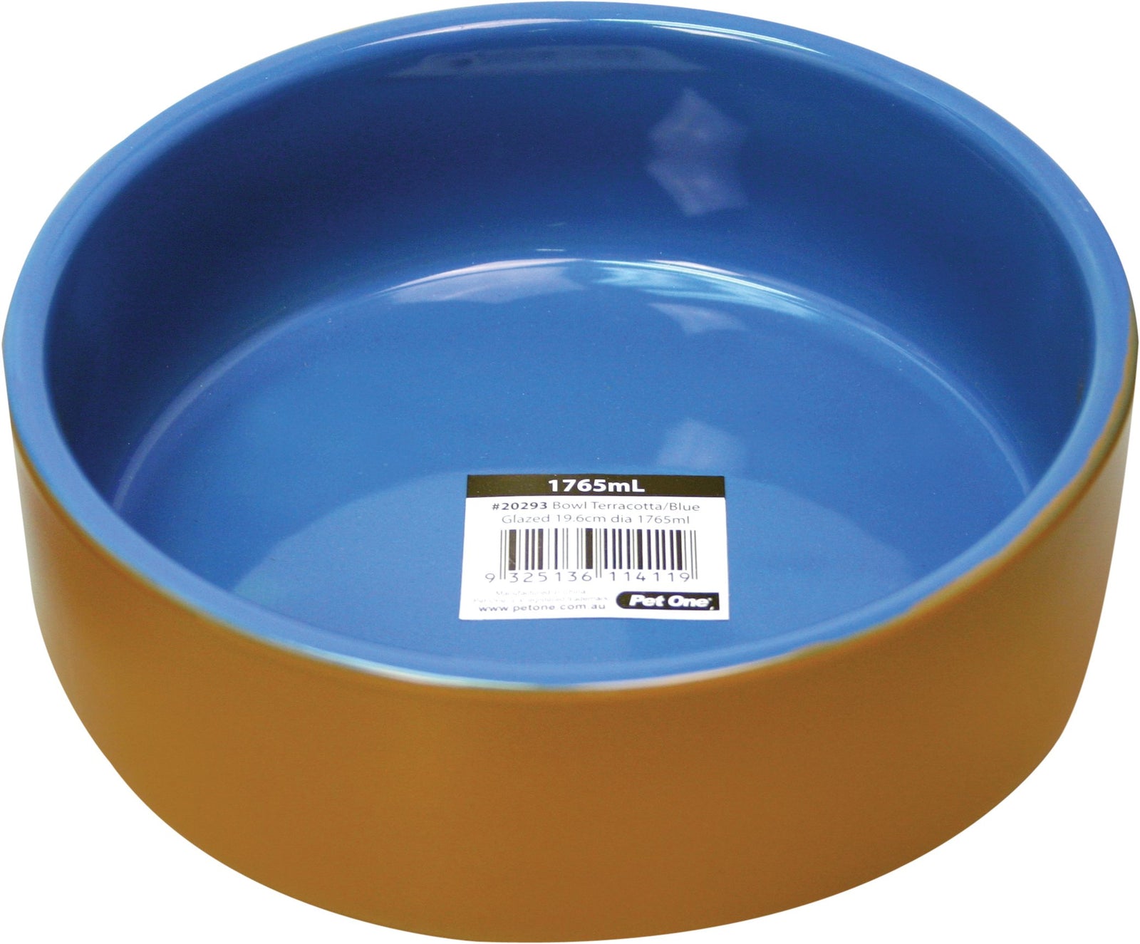 Pet One Terracotta Bowl Blue Glazed - RSPCA VIC