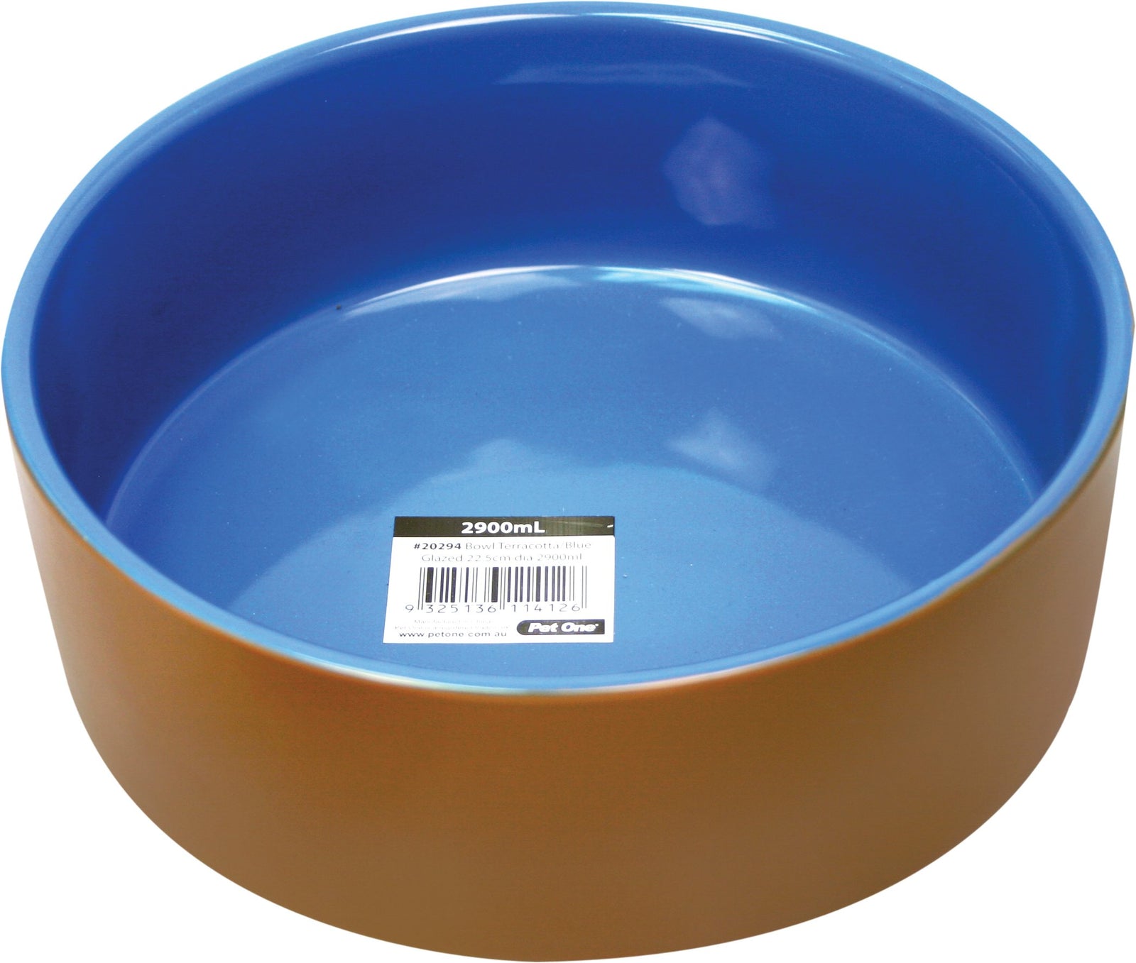 Pet One Terracotta Bowl Blue Glazed - RSPCA VIC