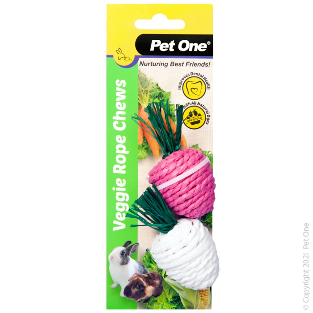 Pet One Small Animals Veggie Rope Twin Pack - Radishes Chews - RSPCA VIC