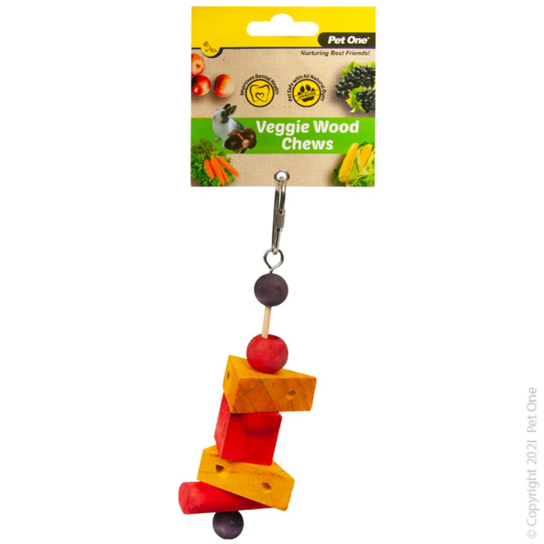 Pet One Small Animal Veggie Wood Chew Cheese Blocks Hanging - RSPCA VIC