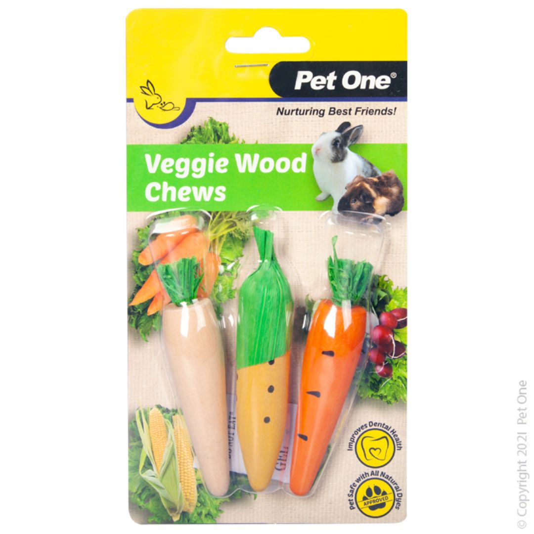 Pet One Small Animal Veggie Wood Chews 3 Pack - RSPCA VIC