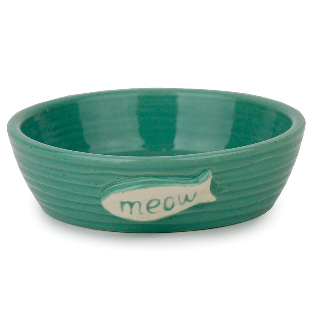 Cattitude Ceramic Cat Bowl Aqua Fish - RSPCA VIC