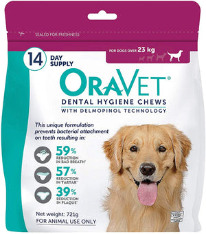 OraVet Dental Hygiene Chews for Dogs Large 14 Count/Day Supply - RSPCA VIC