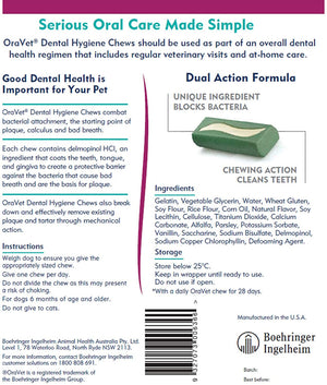 OraVet Dental Hygiene Chews for Dogs Large 14 Count/Day Supply - RSPCA VIC