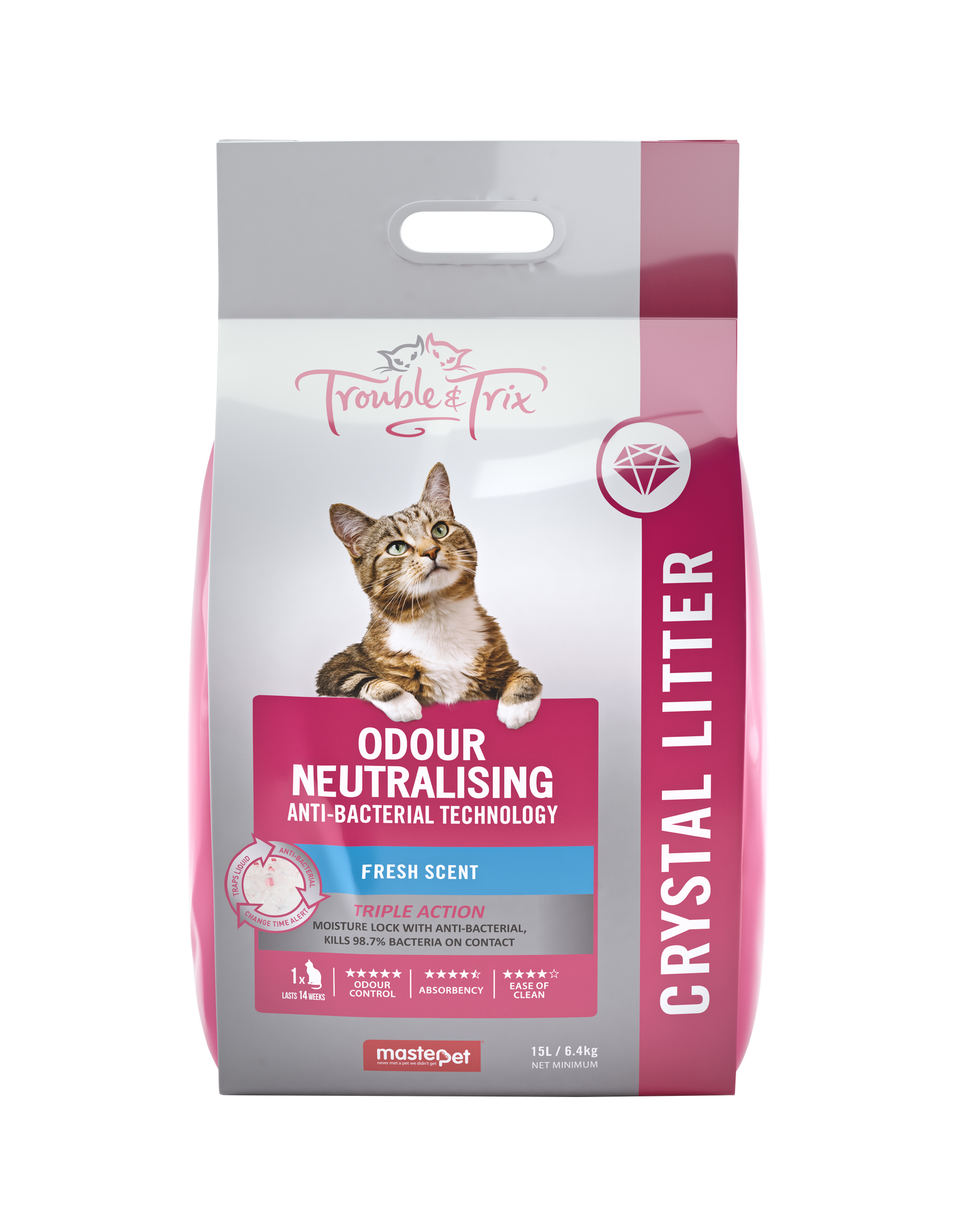T&T Odour Neutralising Anti Bac. Cat Litter Crystals 15L - RSPCA VIC