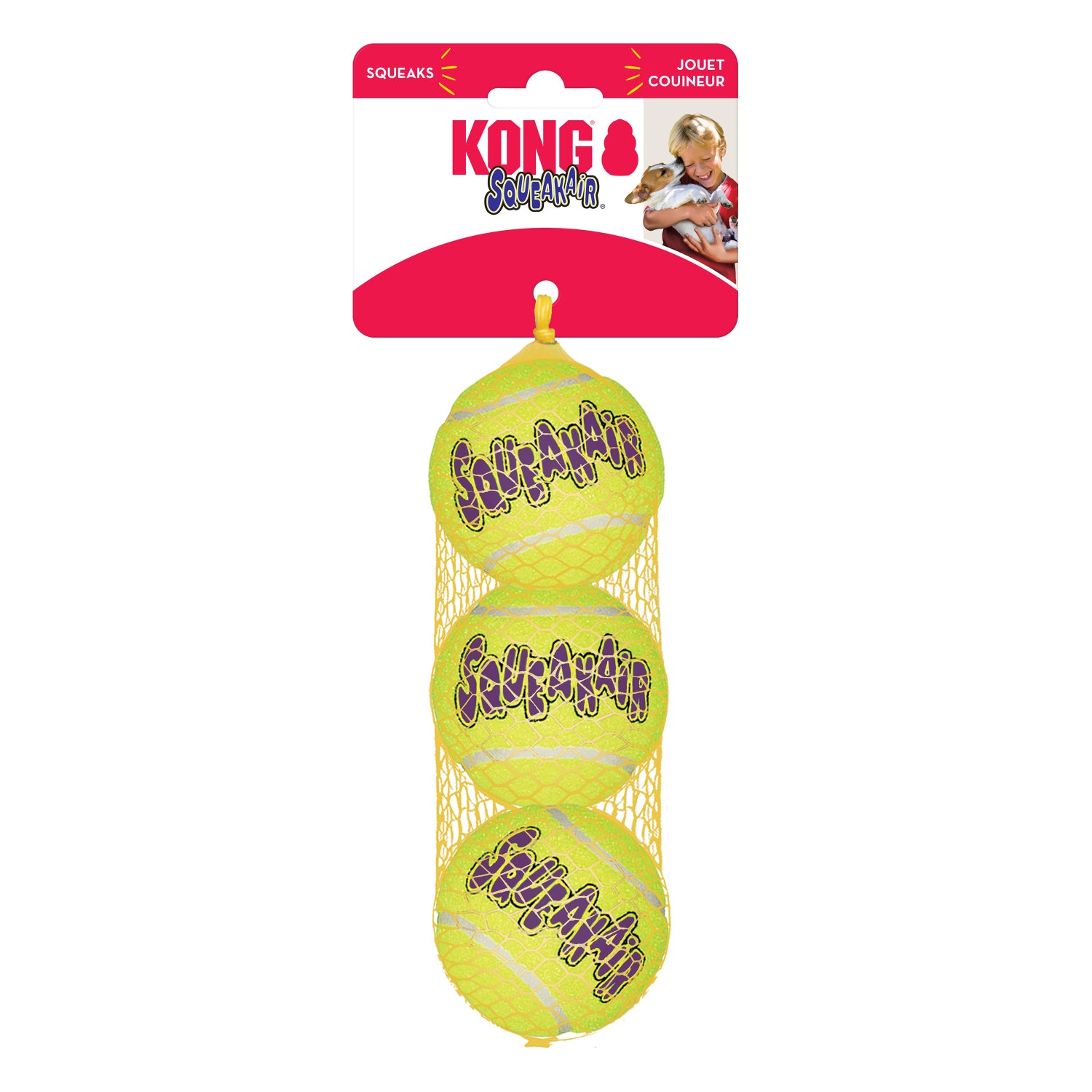 KONG Airdog SqueakAir Tennis Balls Medium 3 Pack - RSPCA VIC