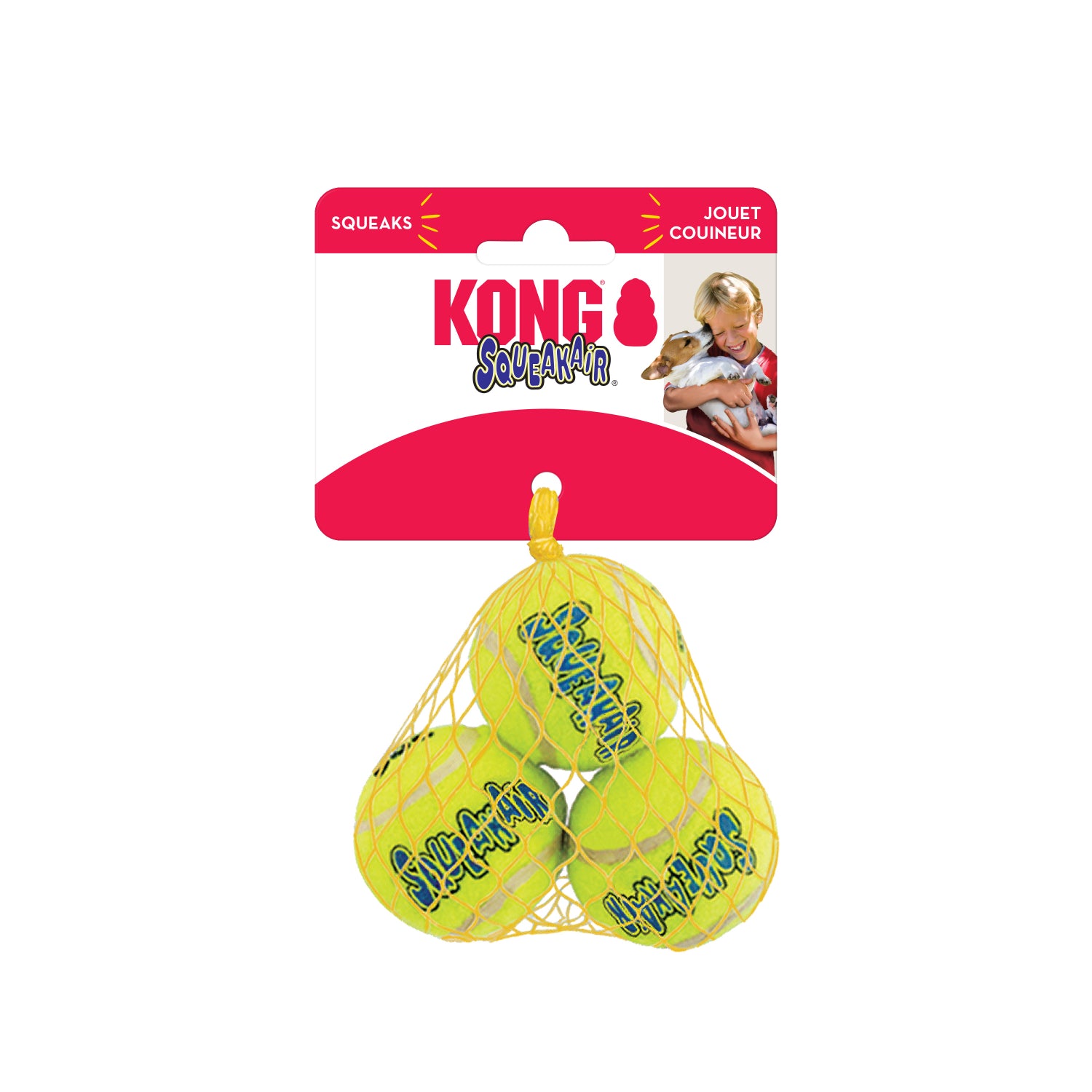 KONG Airdog SqueakAir Tennis Balls Small 3 Pack - RSPCA VIC
