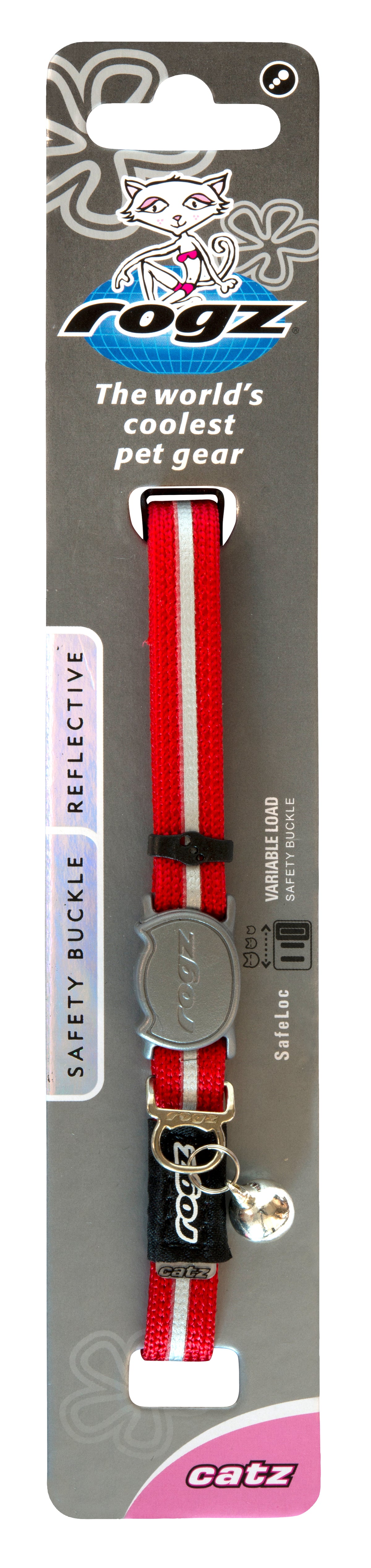 Rogz Alleycat Safeloc Collar Red - RSPCA VIC