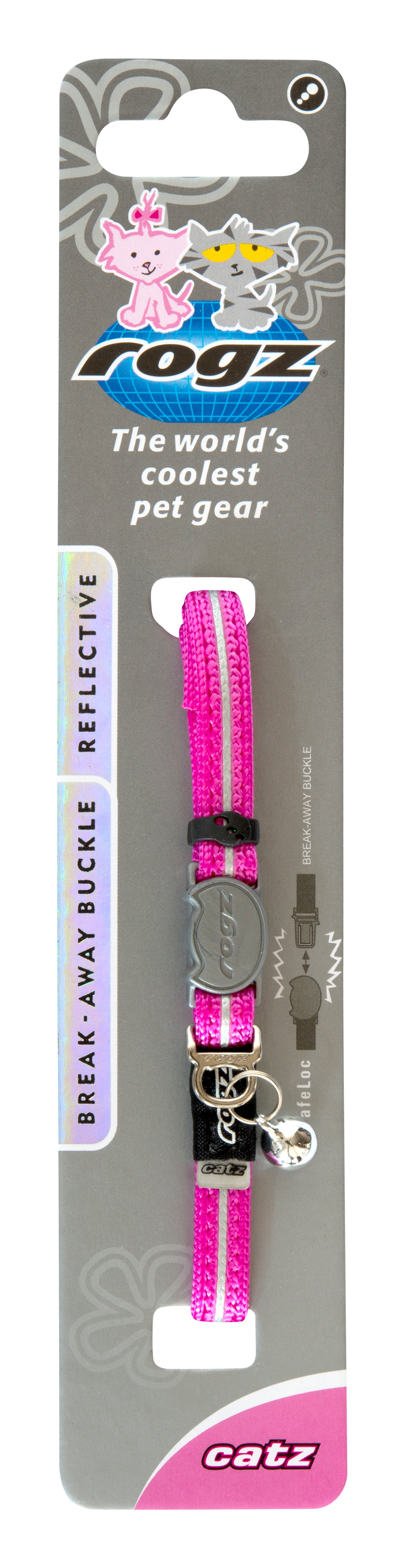 Rogz Alleycat Safeloc Collar Pink - RSPCA VIC