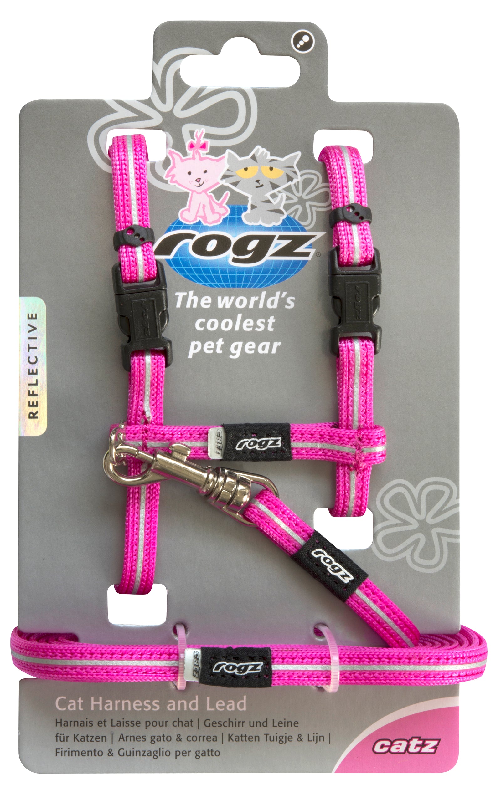Rogz Alleycat Harness & Lead Set Pink - RSPCA VIC