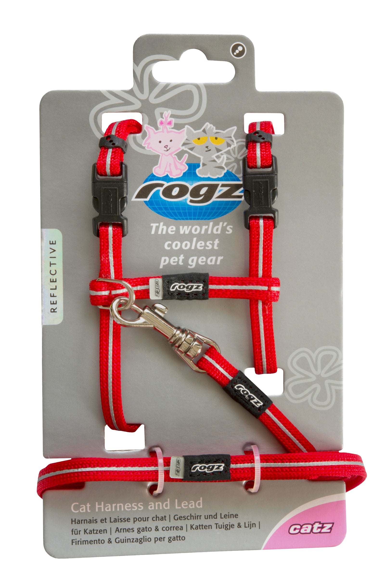 Rogz Alleycat Harness & Lead Set Red - RSPCA VIC