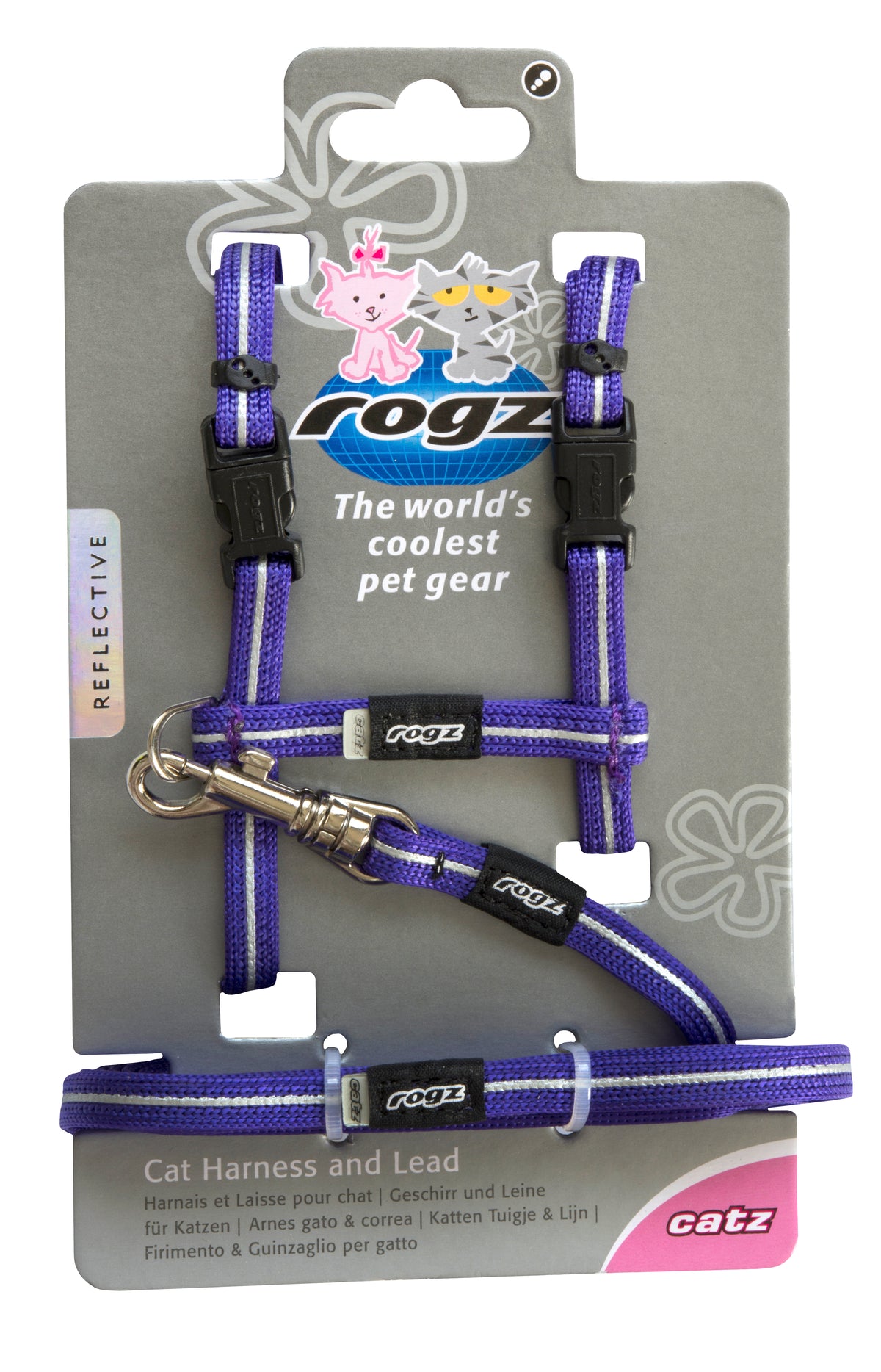 Rogz Alleycat Harness & Lead Set Purple - RSPCA VIC