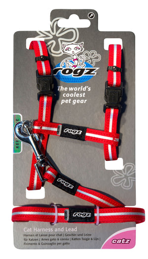 Rogz Alleycat Harness & Lead Set Red - RSPCA VIC
