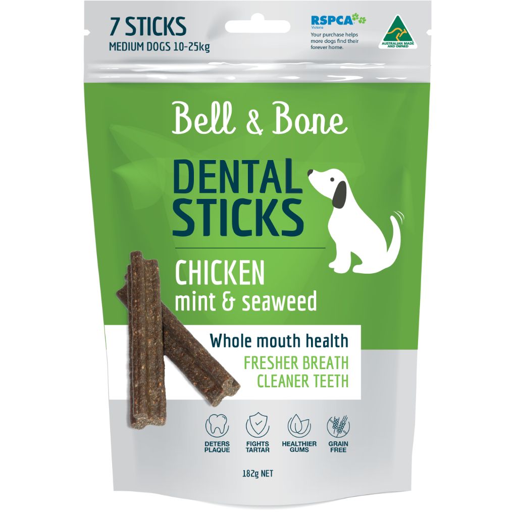 Bell & Bone Chicken, Mint and Seaweed Dental Sticks - RSPCA VIC