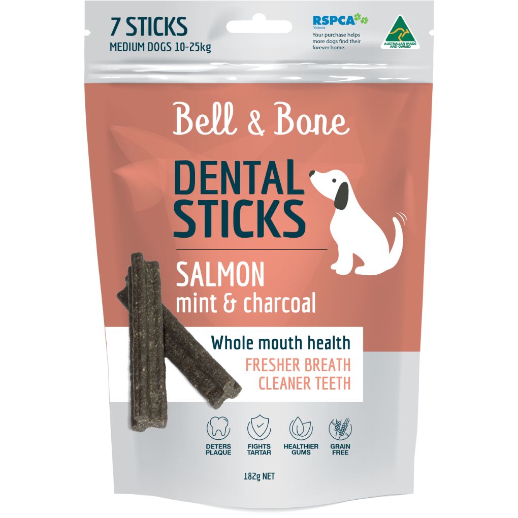 Bell & Bone Salmon, Mint and Charcoal Dental Sticks - RSPCA VIC