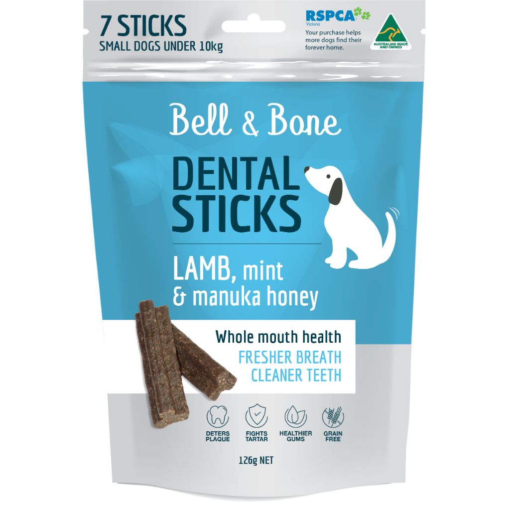Bell & Bone Lamb, Mint & Manuka Honey Dental Sticks - RSPCA VIC