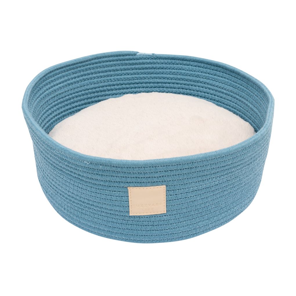 Fuzzyard Life Rope Basket Cat Bed French Blue - RSPCA VIC