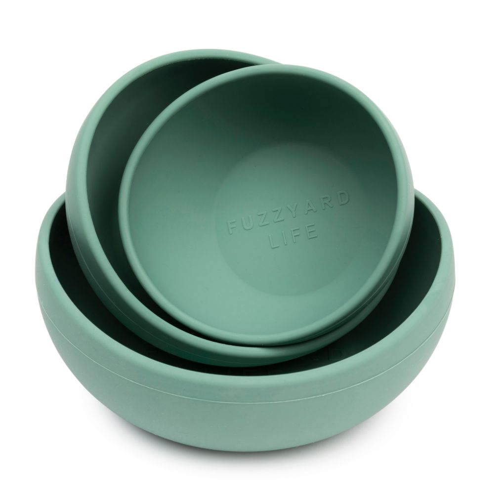 Fuzzyard Life Silicone Dog Bowl Myrtle Green - RSPCA VIC