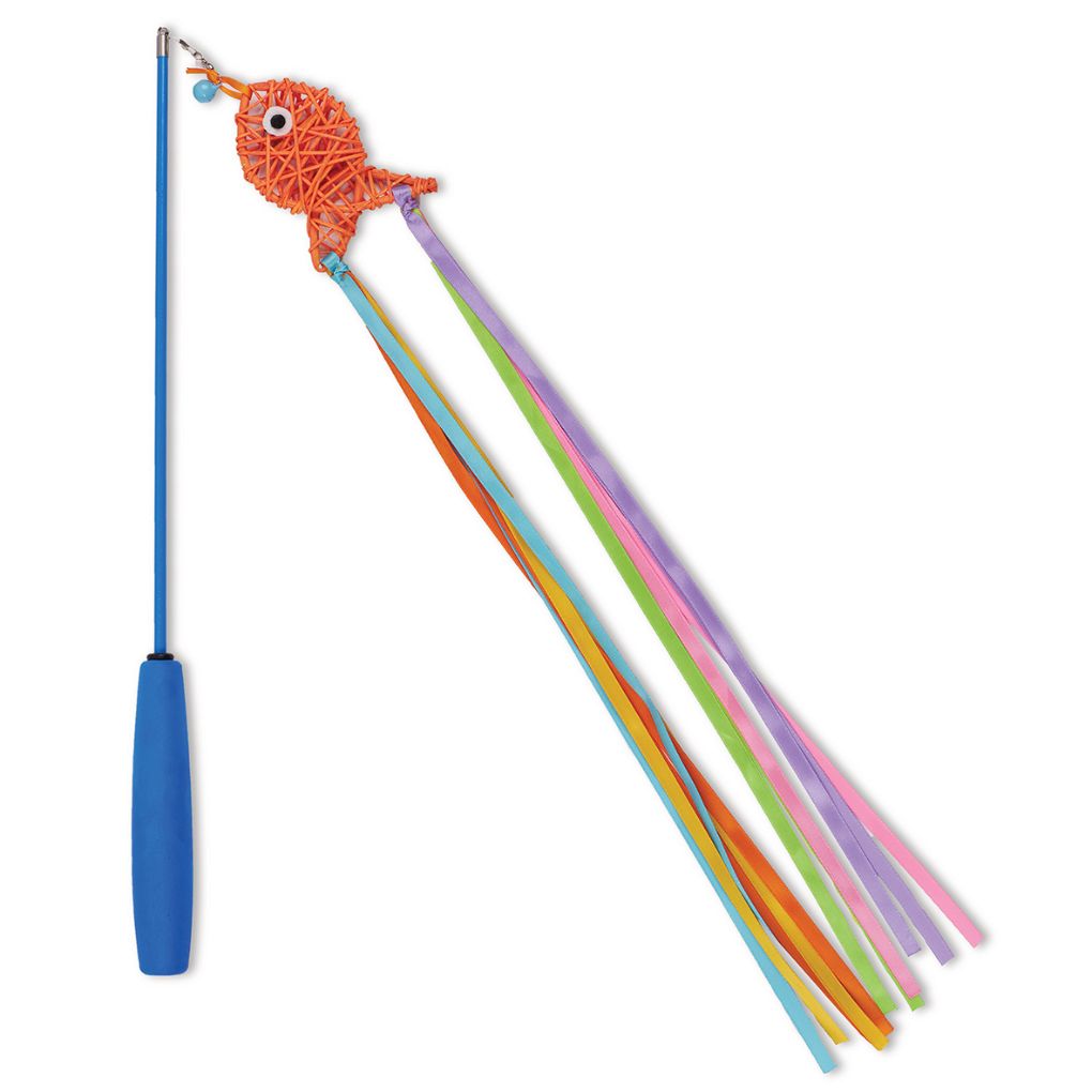 Kazoo Streamer Fish Wand Cat Toy - RSPCA VIC