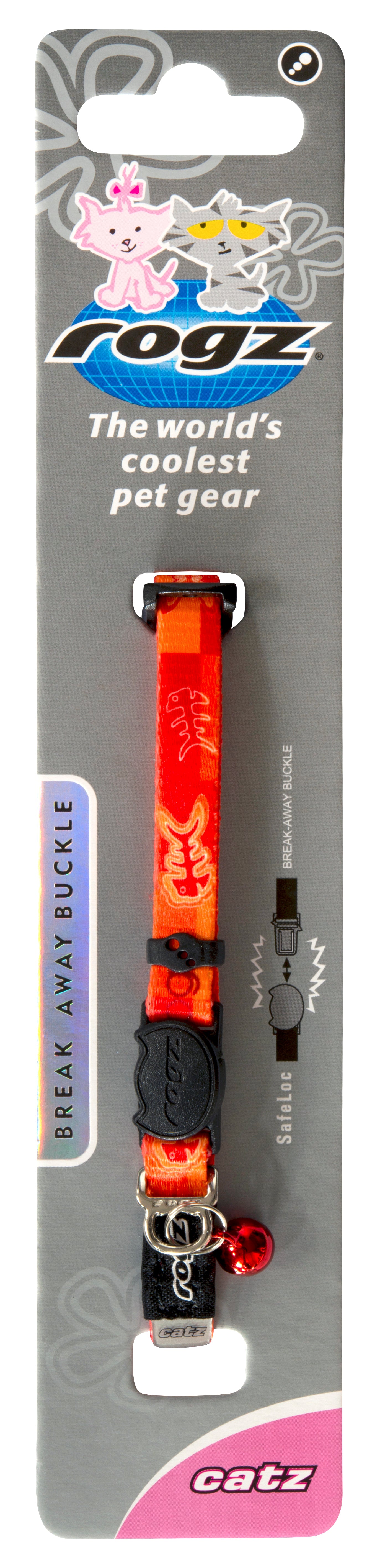 Rogz Kiddycat Safeloc Collar Tango Fish Bones - RSPCA VIC