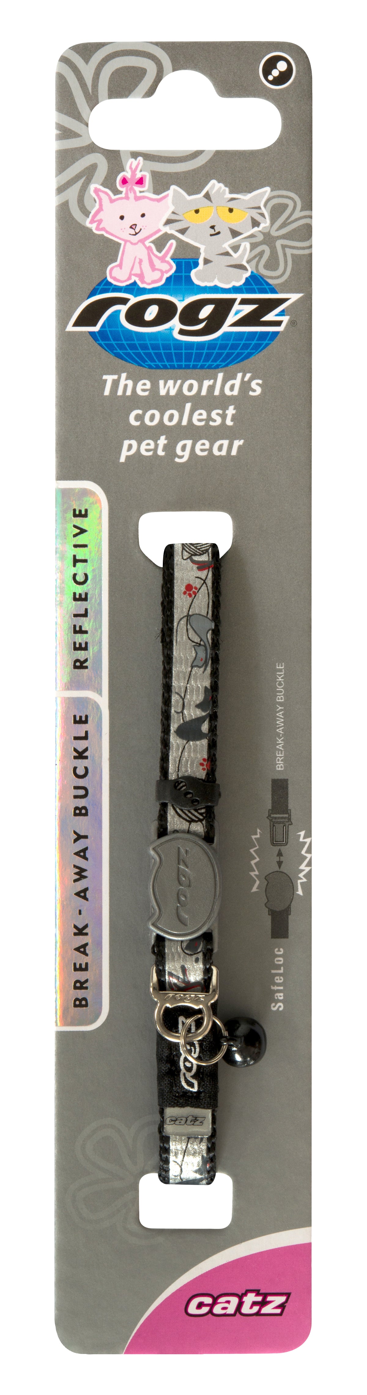 Rogz Reflectocat Safeloc Collar BlackCat - RSPCA VIC