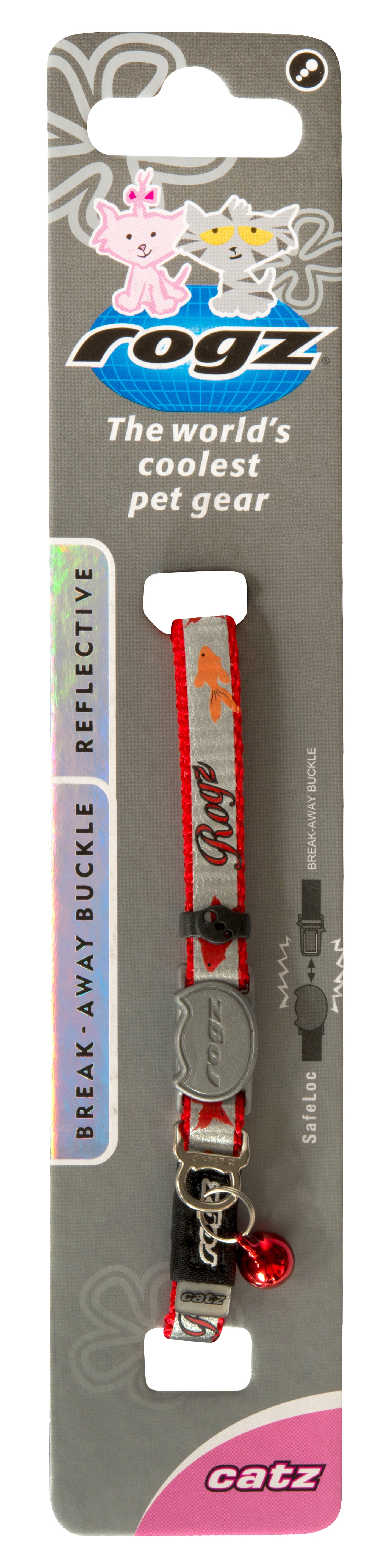 Rogz Safeloc Reflectocat Collar Red Fish - RSPCA VIC