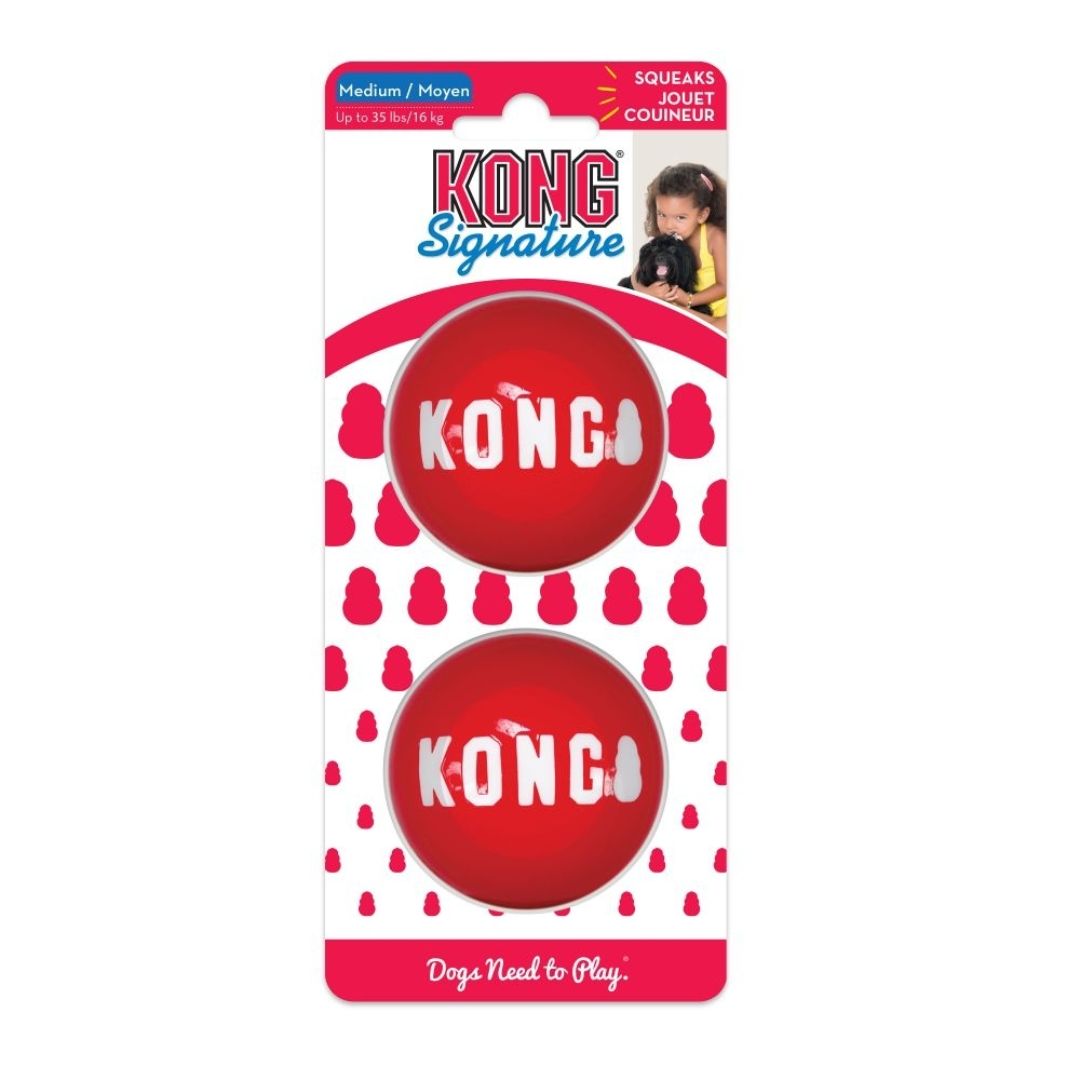 KONG Durable High Bounce Signature Dog Fetch Balls 2 pack Medium - RSPCA VIC