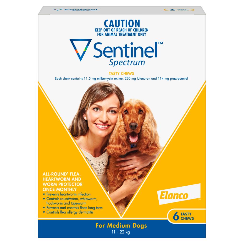 Sentinel Dogs 11kg - 22kg Yellow 3pk