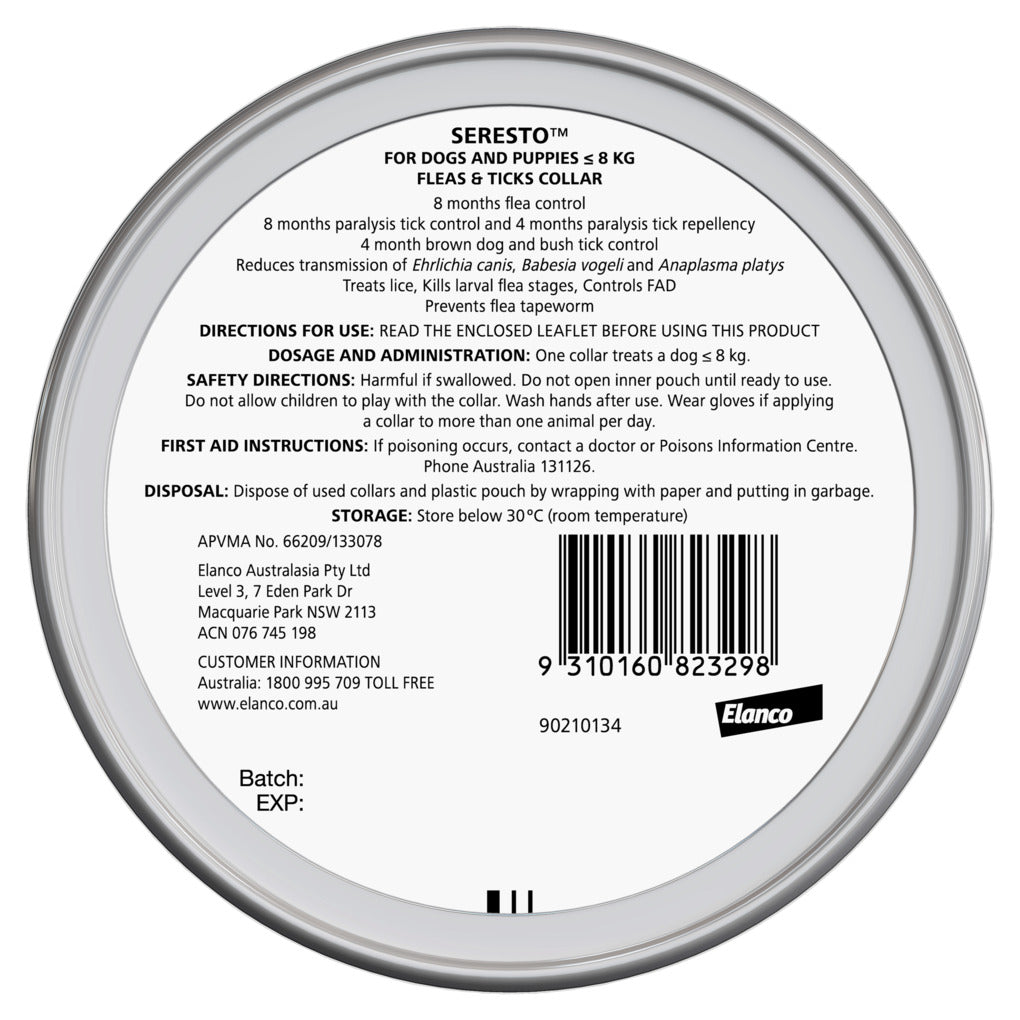 Seresto Collar for Puppies & Small Dogs - RSPCA VIC