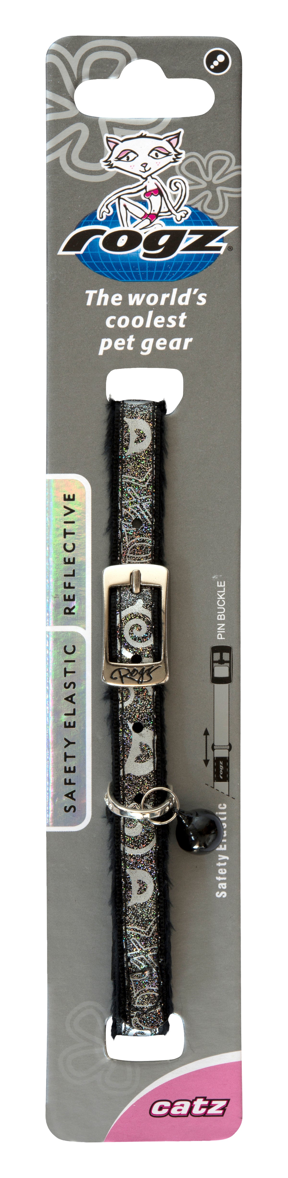 Rogz SparkleCat Collar Black - RSPCA VIC