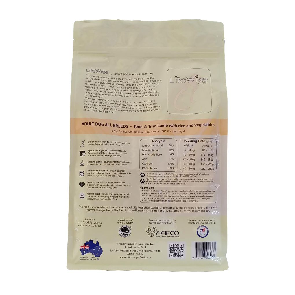 Lifewise Tone & Trim Lamb with Oats and Vegetables Dog Food - RSPCA VIC
