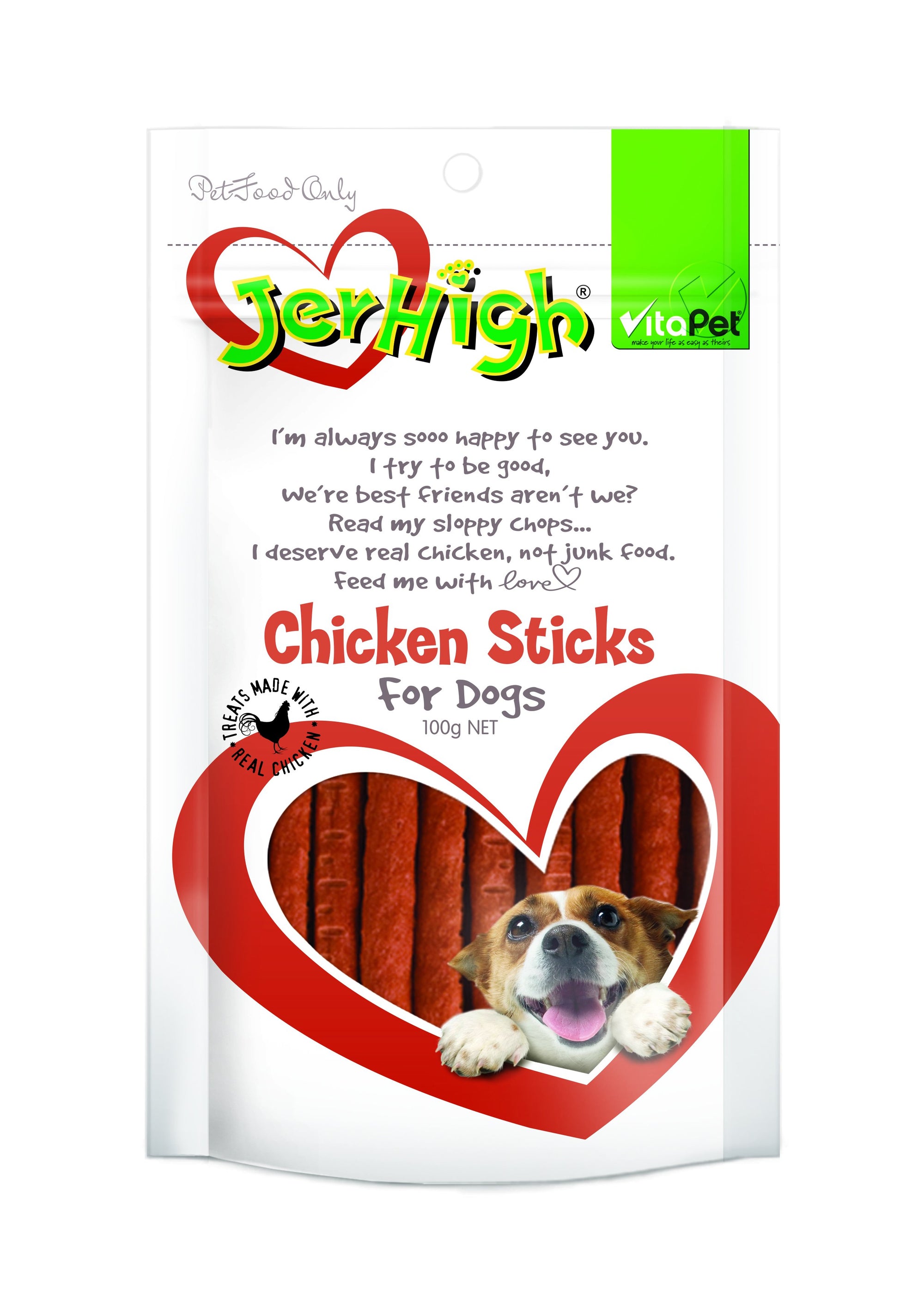 Vitapet Jerhigh Chicken Sticks 100g - RSPCA VIC