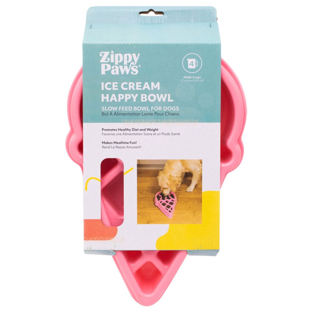 Zippy Paws Happy Bowl Interactive Slow Down Food Dog Bowl - Ice Cream - RSPCA VIC