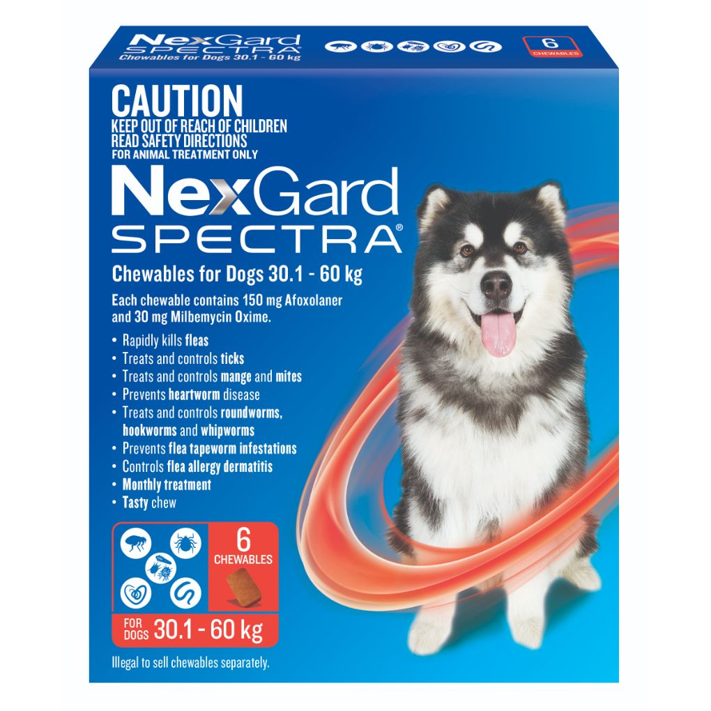 Nexgard Spectra Chews Dog 30.1-60kg Red 3 month